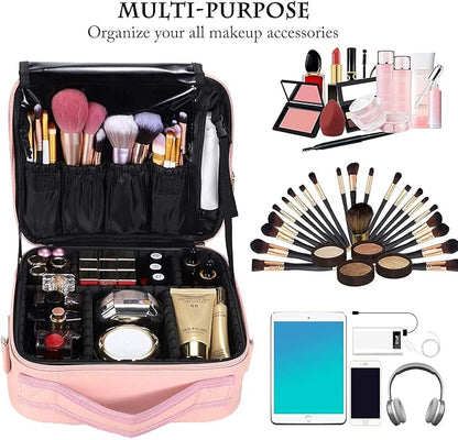 JOURMON Travel Makeup Bag Portable Cosmetic Train Case Organizer Artist Storage - Image 2