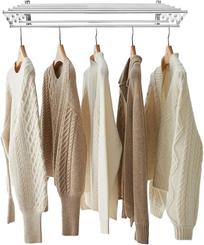 Wall Mounted Laundry Drying Rack, Retractable Clothes Drying Rack - Image 6