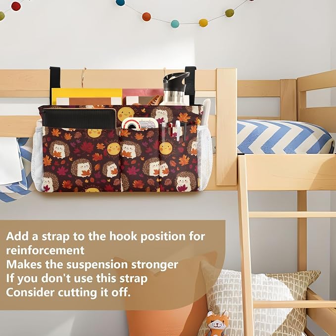 Autumn Leaves Sun Hedgehogs Brown Bedside Caddy - Image 6