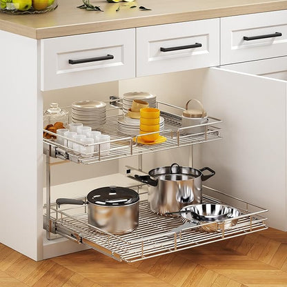2 Tier Individual Pull Out Cabinet Organizer 25½" W x 21½" D, Heavy Duty - Image 5