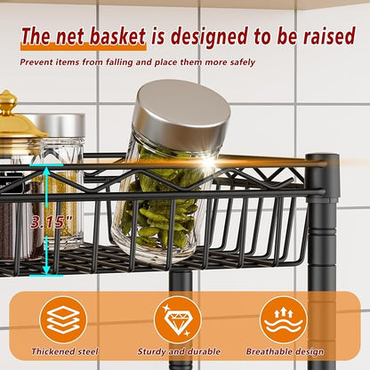 6 Tier Basket Shelf Wire Shelving Unit Adjustable Storage Shelves Big Basket - Image 3