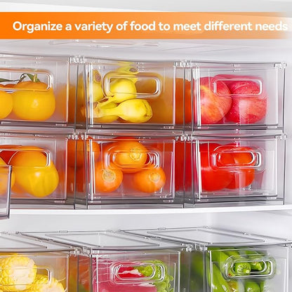 2 Pack Kitchen Storage Drawers Stackable Refrigerator Organizer Bins - Image 5