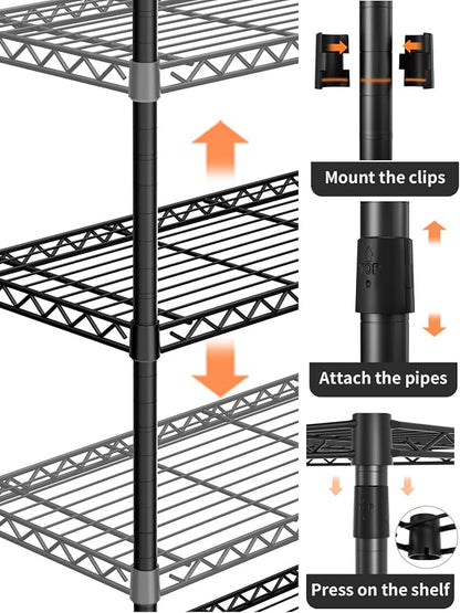 6 Tier Adjustable Storage Shelves, Heavy Duty Metal Utility Shelf 1500LBS - Image 6