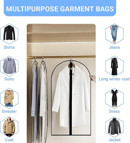 Garment Bags for Hanging Clothes 24'' x 48'' Coat Covers for Closet Foldable - Image 3