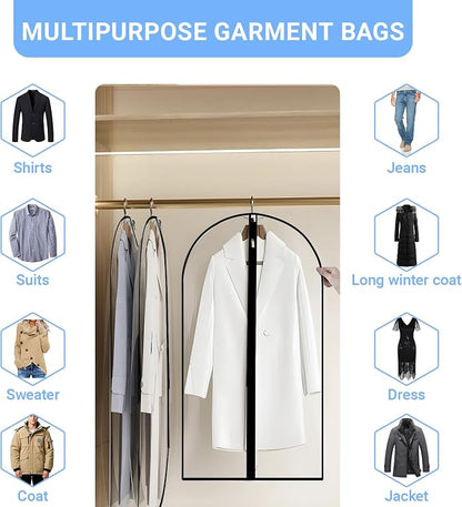 Garment Bags for Hanging Clothes 24'' x 60'' Coat Covers for Closet Foldable - Image 3