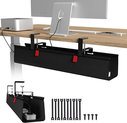 Univivi No Drill Under Desk Cable Management Tray, Clamp/Screw Mount Desk Cable by Univivi
