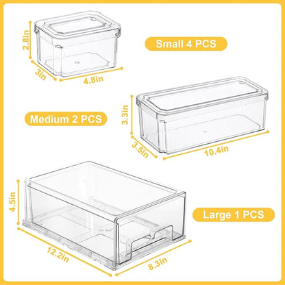 YINGRACE 7 Pack Fridge Organizer Bins, Stackable Refrigerator Organizers and - Image 2