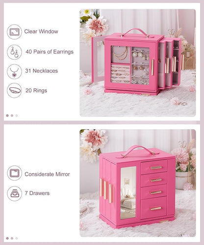 Homde Christmas Gifts Jewelry Box 360° Rotating, Necklace Earring Organizer - Image 4