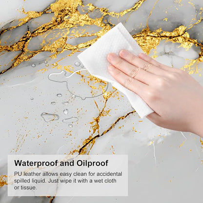 White Marble Mouse Pad – Large Extended Desk Mat 31.5 x 11.8 in– Elegant Gold - Image 7
