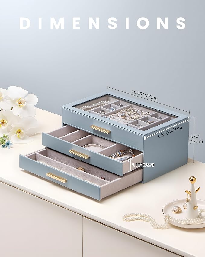 Lolalet Jewelry Box Organizer, 3-Layer Jewelry Organizers and Storage Case - Image 5