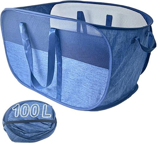 Extra Large Mesh Pop Up Laundry Hamper, 100L Collapsible Laundry Basket by NairSnow
