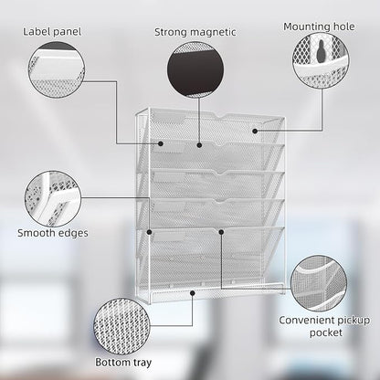 6 Tier Magnetic File Holder, No Drilling Installation File Cabinet Organizer - Image 3