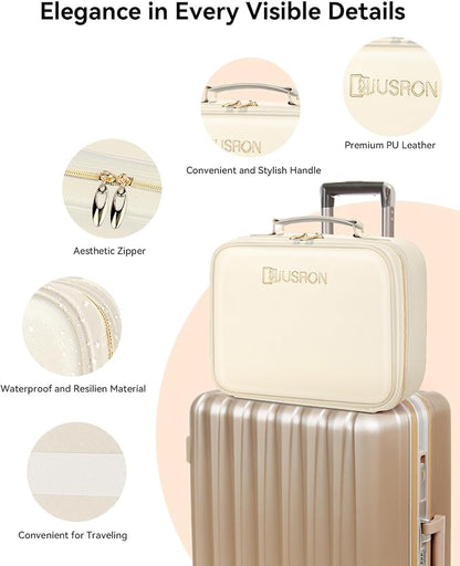 JUSRON Travel Makeup Bag With LED Mirror, Cosmetic Train Case with Light up - Image 8