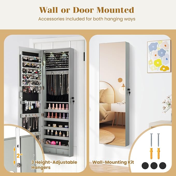 Giantex Wall or Door Mounted Jewelry Armoire - Image 3