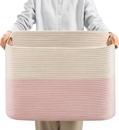 danpinera Woven Rectangle Storage Basket, Large Blanket Basket by danpinera