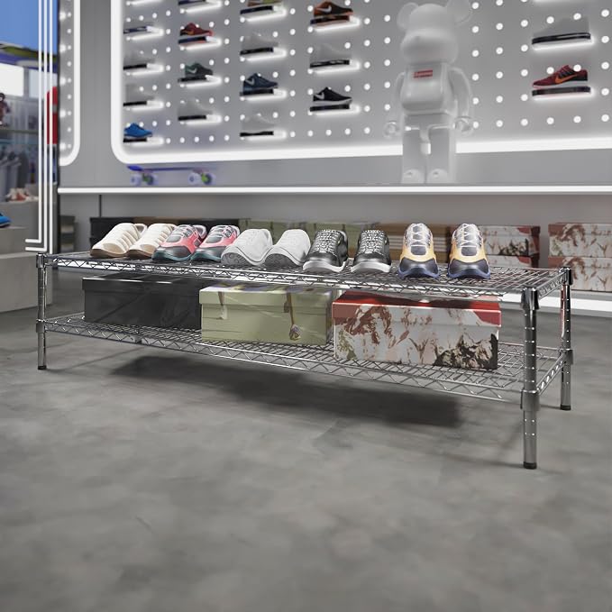 18" Deep x 60" Wide x 14" Height Wire Shelving Kit | 2-Tier | NSF Commercial - Image 2