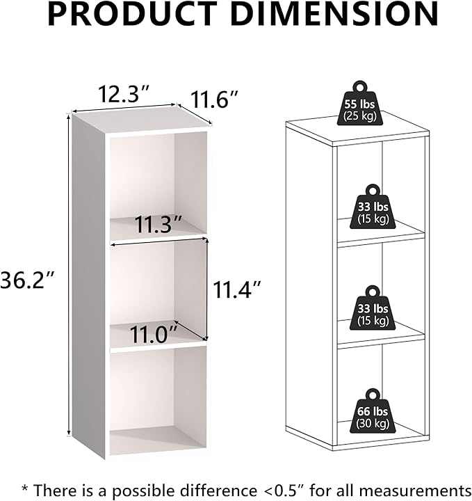 3 Cube Storage Organizer, 3 Tier Cube Low Bookcase Freestanding Storage Display - Image 4