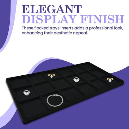 Novel Box 5 Pack 18-Slot Black Liner Jewelry Storage Tray Inserts 14.75x8.25x1 - Image 5
