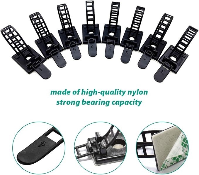 25 Pieces Desk Wire Organizer Cable Ties Zip Ties Adhesive Cord Clips Cable - Image 2
