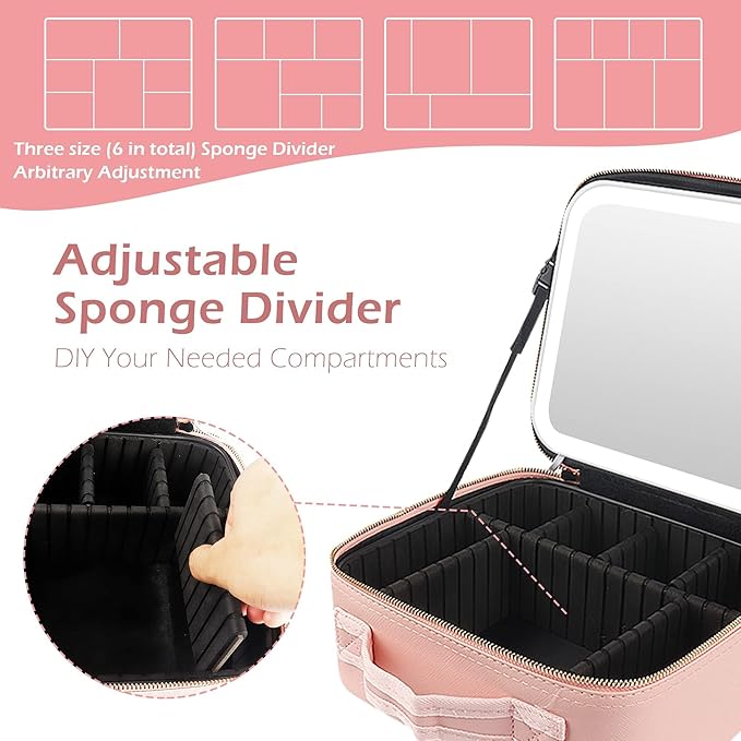 MOMIRA Makeup Train Case with Light & Mirror Large Cosmetic Organizer with - Image 5