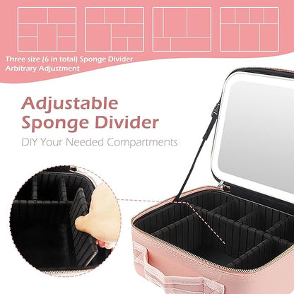 MOMIRA Makeup Train Case with Light & Mirror Large Cosmetic Organizer with - Image 5