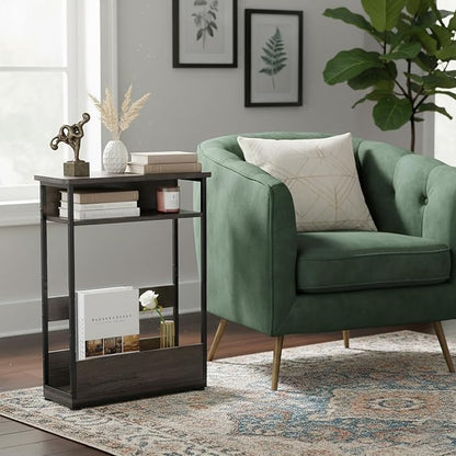 Vintage Narrow Side Table with Storage Shelf, 3 Tier Slim End Table Modern Sofa - Image 4