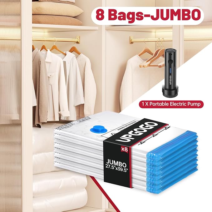8 Pack Jumbo Vacuum Storage Bags - Image 2