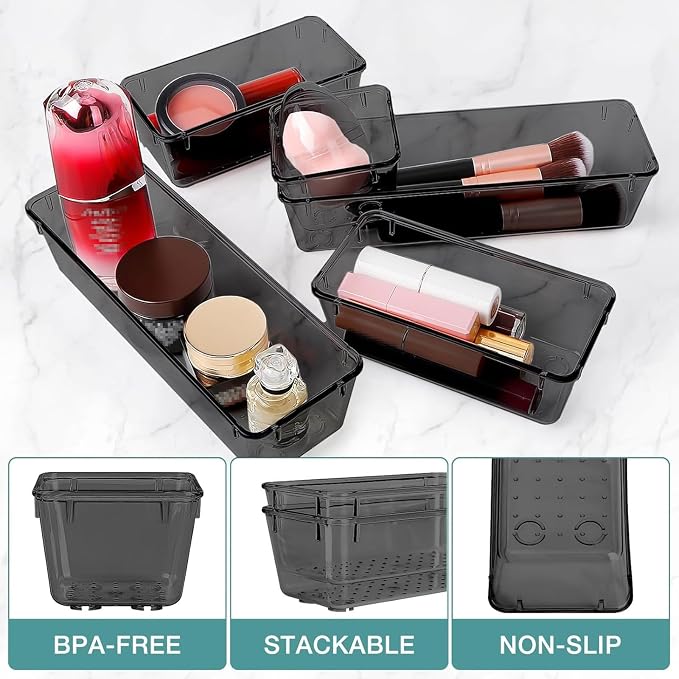 13 PCS Drawer Organizer Set, 5 Varied Size Bathroom and kitchen Drawer cabinet - Image 3