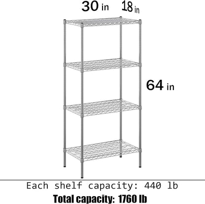 18" Deep x 30" Wide x 64" Height Wire Shelving Kit | 4-Tier | NSF Commercial - Image 3