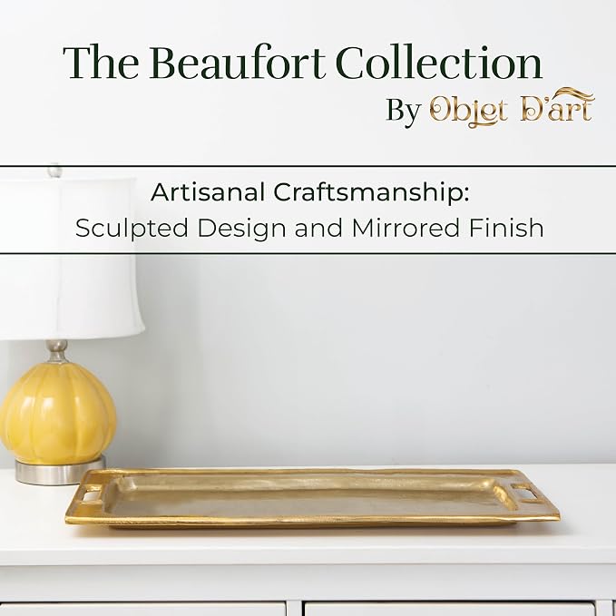 Decorative Gold Trays by Objet D’Art, Beaufort Rectangular Bar Tray - Image 3