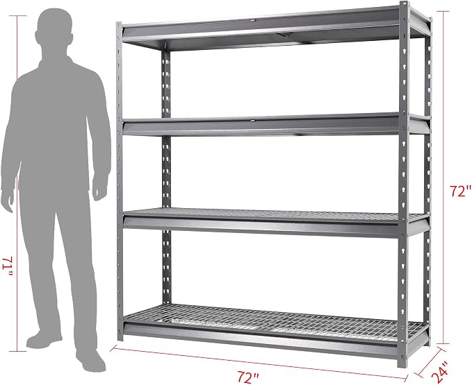The Atlas 72" W Heavy Duty Garage Shelving Load 8000 Lbs, 4 Tier Metal Storage - Image 2