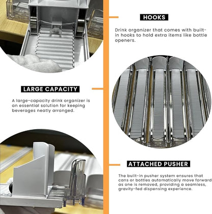 Soda Can Organizer with Automatic Can Pusher | Refrigerator Drink Organizer | - Image 5