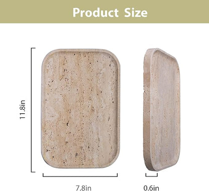 ‌VEROBELL Travertine Bathroom Vanity Tray | Natural Stone Storage Organizer | - Image 2