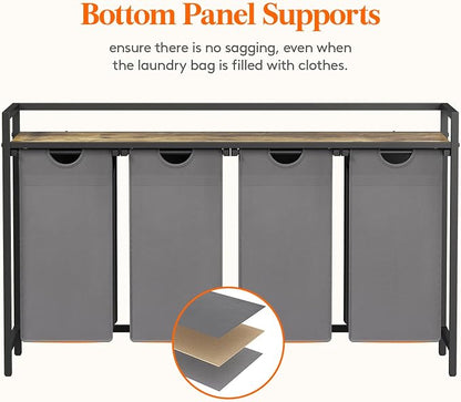 Lifewit Laundry Hamper 4 Section, 168L Pull out Laundry Clothes Basket Organizer - Image 5
