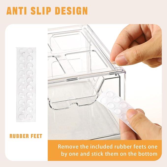 6 Pack Stackable Storage Drawers Clear Acrylic Organizer Makeup Bathroom - Image 3