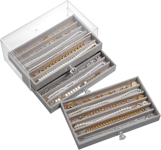 SPAKOWN Necklace Organizer Box, Velvet Necklace Box Holder Tray by SPAKOWN