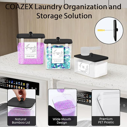 3 Pack Plastic Laundry Pods Container & Dryer Sheet Holder, Laundry Room - Image 3