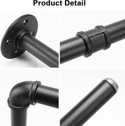 Industrial Iron Pipe Clothes Hanging Bar DIY Wall-Mounted Garment Rack Heavy - Image 5