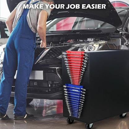 4-Pack Magnetic Wrench Organizer, 64-Slot Premium Wrench Rack Holder Tool Trays - Image 8