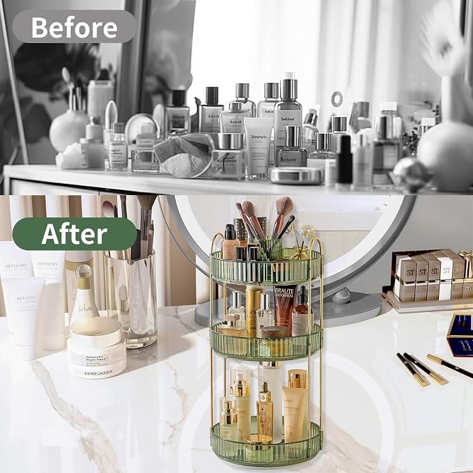 360 Rotating Makeup Organizer, 3 Tier Large Capacity Make Up Organizers and - Image 4
