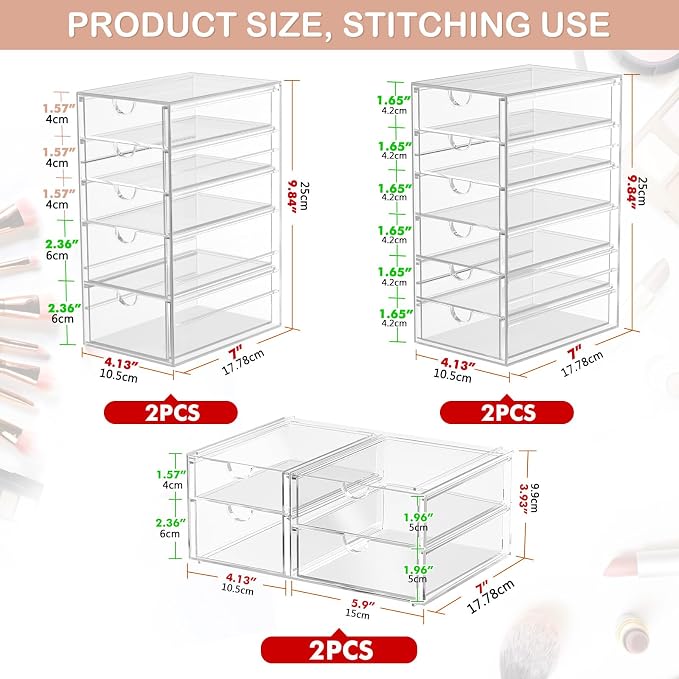 Makeup Organizer Storage With 16 Drawers, Desk Organizers, Dustproof Drawer and - Image 3