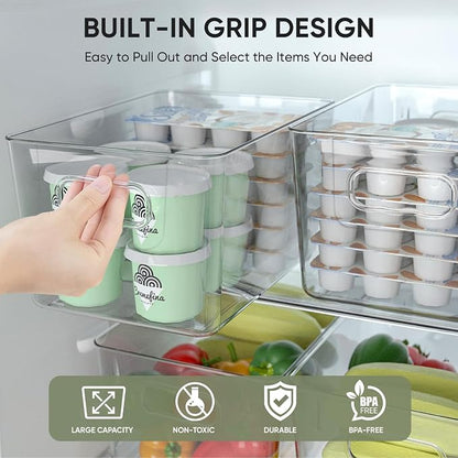 BALEINE Clear Plastic Storage Bins, Pantry Organization, BPA Free Stackable - Image 2