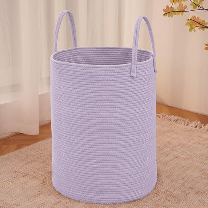 Large Woven Laundry Basket Hamper, 100L Cotton Rope Storage Bin by JMvicyroam