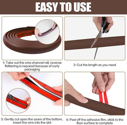 Floor Cord Cover Self Adhesive Cord Hider, 3.3FT Cable Management, Extension - Image 8