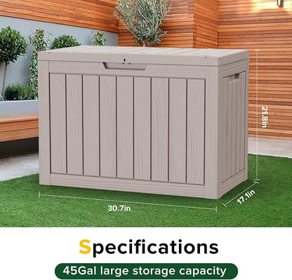 45 Gallon Resin Deck Box, Waterproof Outdoor Storage Box - Image 3