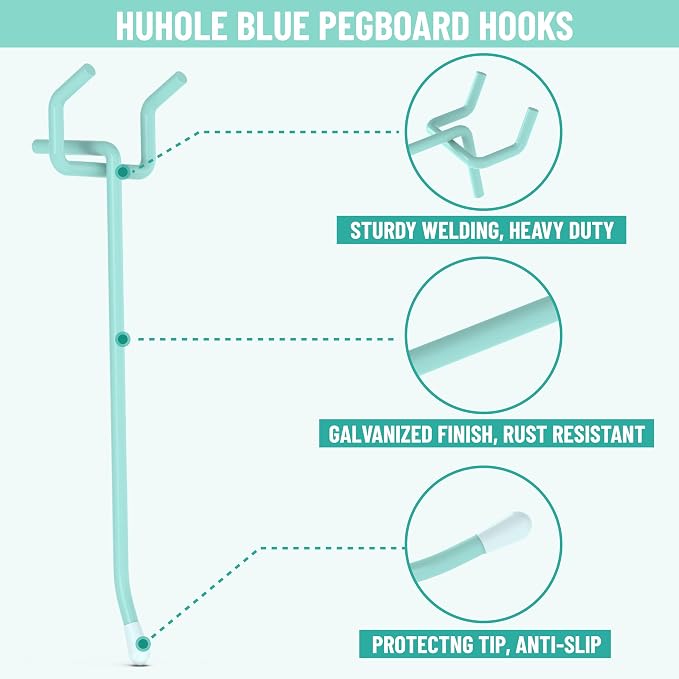 HUHOLE Pegboard Hooks 2 Inch 50PC, Fit 1/4" or 1/8" Pegboard, Ideal Peg Board - Image 2