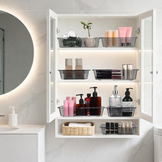 15 Pcs Extendable Clear Drawer Organizer, All Adjustable Vanity Storage Box - Image 7