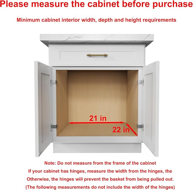 Wood Pull Out Cabinet Organizer 20" W x 21" D, Heavy-Duty Sliding Drawers - Image 3
