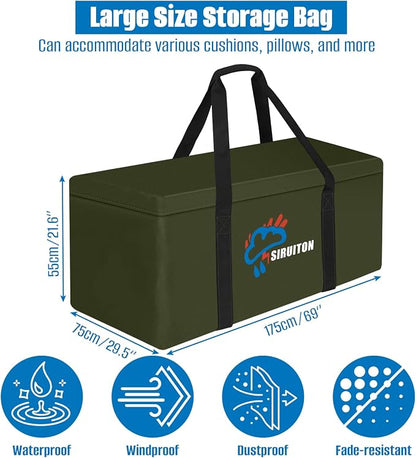 SIRUITON 69”L x 29.5”W x 21.6”H Outdoor Cushion Storage Bag, Patio Furniture - Image 2