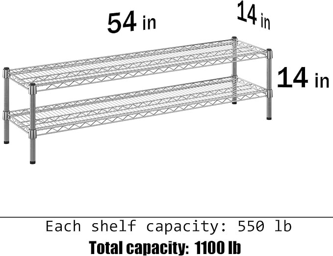 14" Deep x 54" Wide x 14" Height Wire Shelving Kit | 2-Tier | NSF Commercial - Image 3